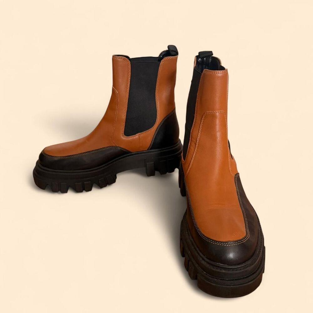 Marc Fisher Brown and Black Leather Morgan Chelsea boots